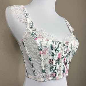 Victoria’s Secret Dream Angels Unlined white pink Floral Corset Top D